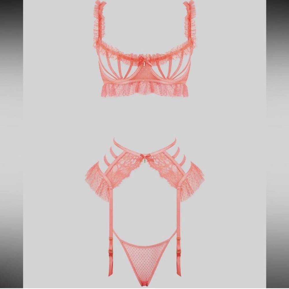 PLUS Portia Pink Lace Lingerie Set
